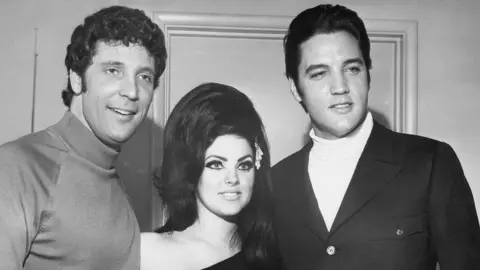 Getty Images Tom Jones, Priscilla Presley and Elvis Presley