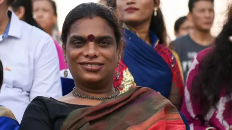 Getty Images Gauri Sawant at Hijra Habba, a queer community gathering, in Delhi in 2018