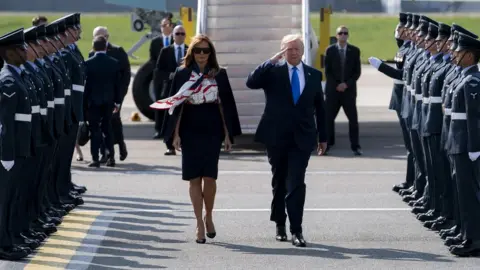 EPA US President Donald Trump and First Lady Melania Trump arrive at London Stansted Airport in Essex