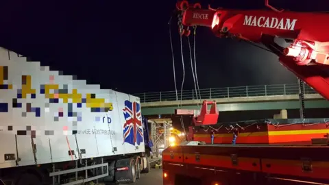 Highways England Lorry removed from M6 bridge