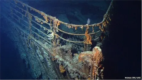 NOAA/IFE/URI The wreck of the Titanic now lies at a depth of 3,800m (12,500ft)