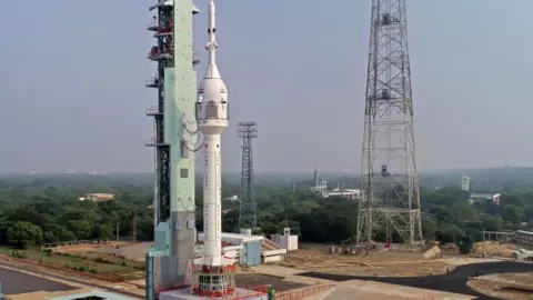 The Gaganyaan mock up flight at the launch pad in Sriharikota