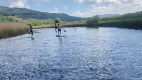 Victoria Crooks Paddle boarding on the River Roe, Binevenagh on Sunday