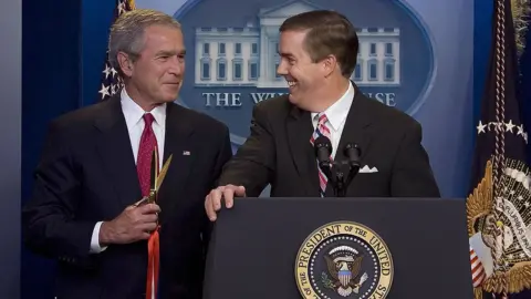 Getty Images Steve Scully and George W Bush