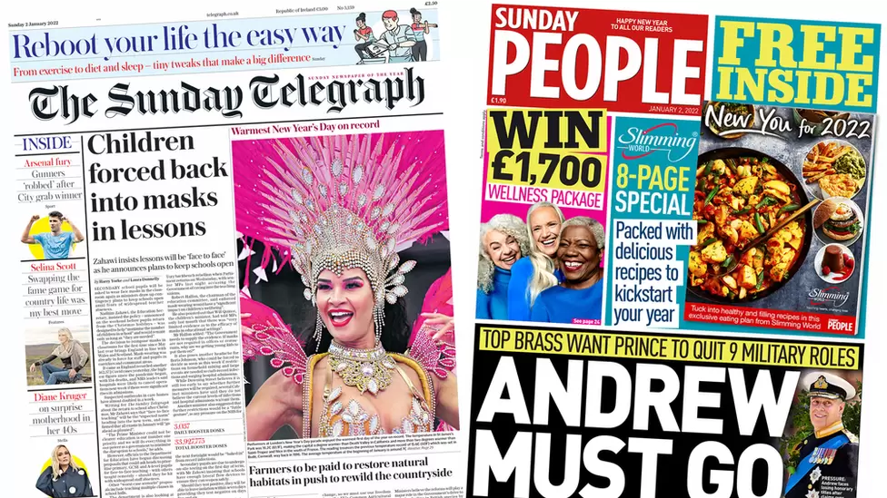 Sunday Telegraph and Sunday People front pages