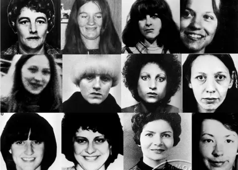 PA Wire Twelve of the 13 women Sutcliffe was convicted of murdering in West Yorkshire and Greater Manchester