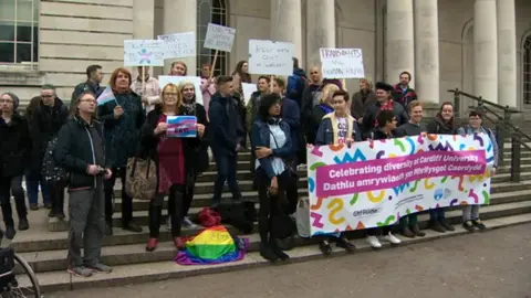 BBC Wales Protest in Cardiff against a Woman's Place UK meeting