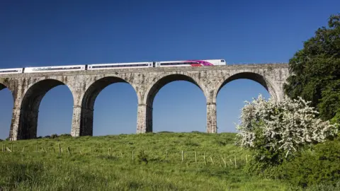 Translink An Enterprise train crosses the Craigmore viaduct near Newry