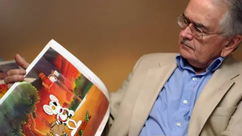 BBC Brian Cosgrove with a Danger Mouse cartoon