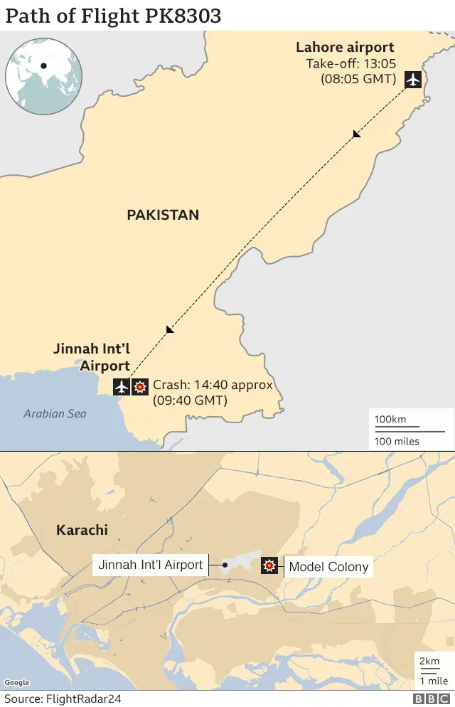 Pakistan plane crash Dozens die as jet hits homes in Karachi