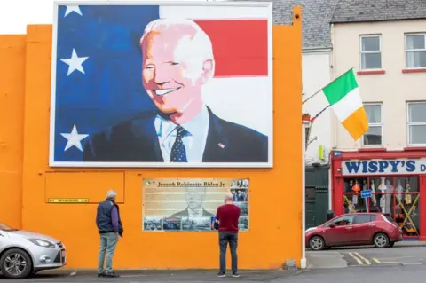 Getty Images A Biden mural his family's ancestral town of Ballina