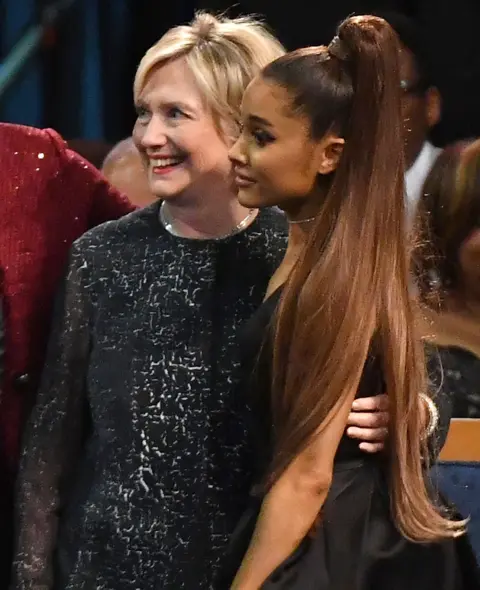 Getty Images Hillary Clinton and Ariana Grande