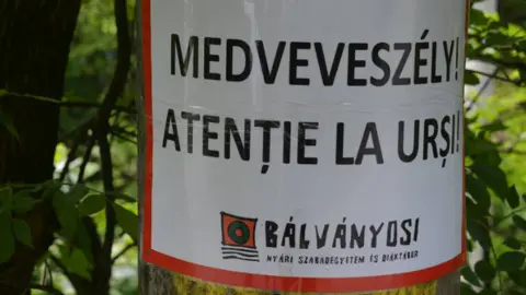 Free Summer University and Student Camp Beware of the bear signs of the Free Summer University and Student Camp in Baile Tusnad/Tusnadfurdo, Romania, July 2018