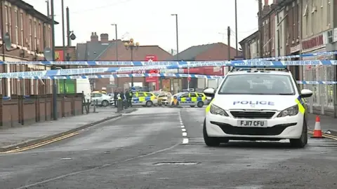 Parts of St Thomas Road were cordoned off