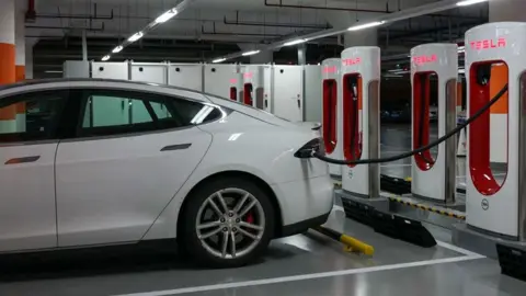 Getty Images Tesla charging points at a Shanghai mall