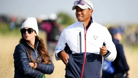 Woods and Herman at a golf tournament in 2018 in France