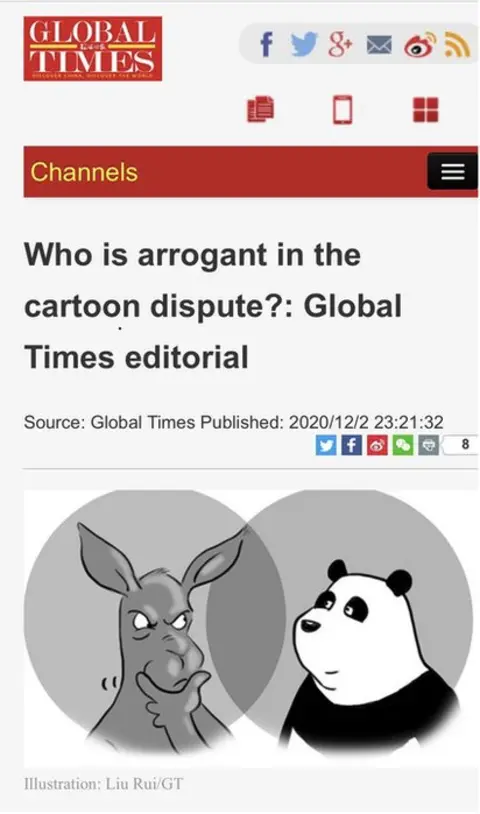 Screenshot of Global Times cartoon