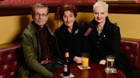 BBC Tom Watt and Linda Davidson with June Brown
