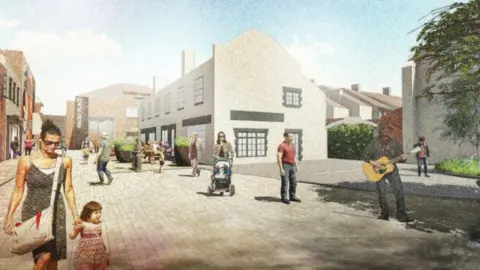 Macgregor Smith Landscape Architects Artist's impression of a walkable route with shops connecting two areas