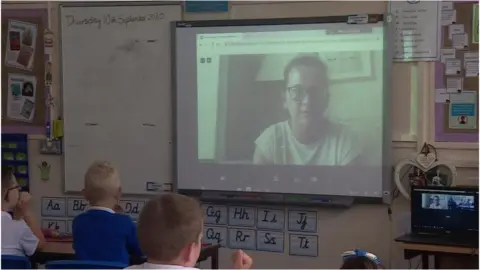 BBC Mary Craghill and class by video-link