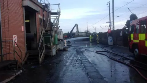 BBC The morning after the large fire at the Sackers scrap yard at Great Blakenham