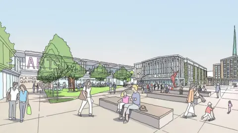 Harlow Council Artist impression of new College Square cultural quarter in Harlow