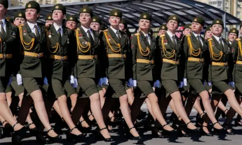 Reuters Belarusian soldiers take part in the Victory Day parade, which marks the anniversary of the victory over Nazi Germany in World War Two