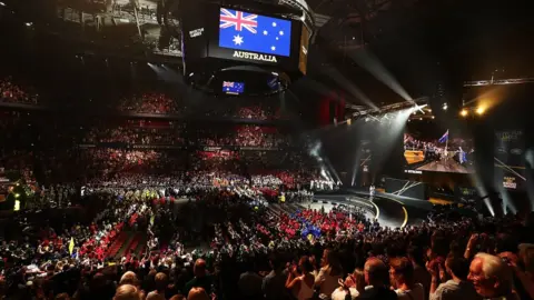 Getty Images Sydney Olympic Park during the closing ceremony of the Invictus Games 2018