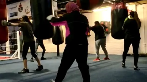 Sannah Hussain BME class in Glasgow boxing gym