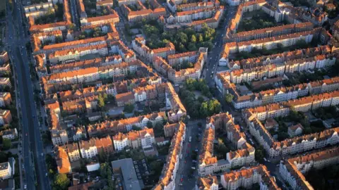 Getty Images aerial view of town