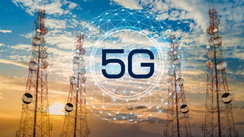 Getty Images Phone mast with 5G symbol