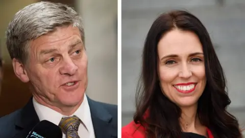 AFP Bill English and Jacinda Ardern