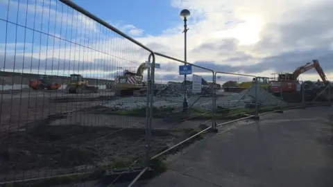 Sarah-May Buccieri/BBC Construction work in Sutton on Sea