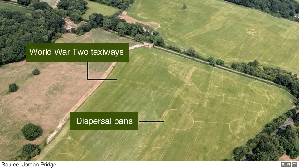 BBC Picture showing Lasham airfield taxiways and dispersal pans.