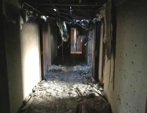 Damage inside the Intercontinental Hotel in Kabul