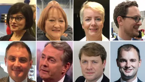 BBC From top left clockwise: Thangam Debbonaire, Kerry McCarthy, Karin Smyth, Darren Jones, Luke Hall, Chris Skidmore, Liam Fox and Jack Lopresti