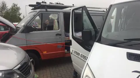 Nicola Love Van being jumpstarted