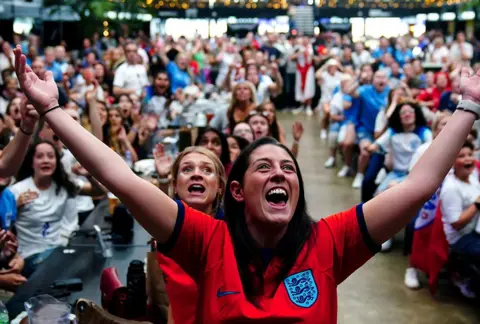 Victoria Jones / PA Media England fans at Wembley
