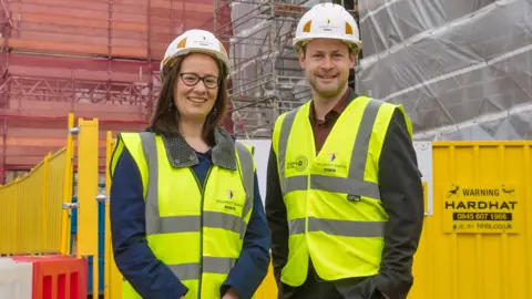 Jonathan Keenan Lotte Wakeham and Roddy Gauld during the Bolton Octagon redevelopment