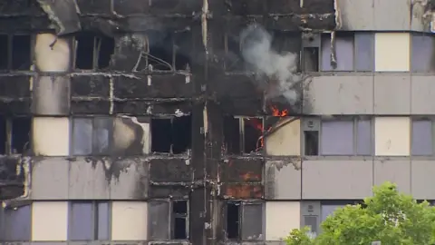 BBC Flames coming from Grenfell Tower