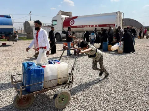 CARA SWIFT/ BBC A fuel distribution camp near Mosul