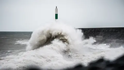 Keith Morris A huge wave on Aberystwyth seafront