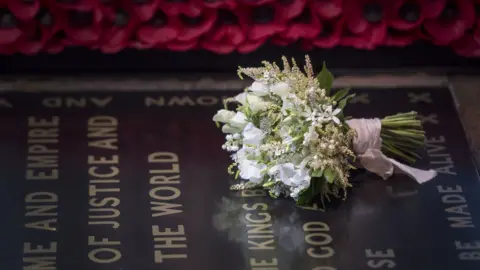 PA Duchess of Sussex's bouquet on the tomb of the unknown warrior