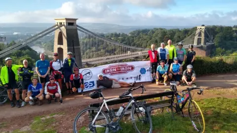 Friends of Bennerley Viaduct Cyclists at Clifton Suspension Bridge