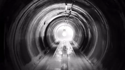 SpaceX Inside of Hyperloop tunnel