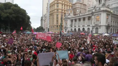 EPA Large crowds protest against Jair Bolsonaro in Rio de Janeiro, 29 September 2018