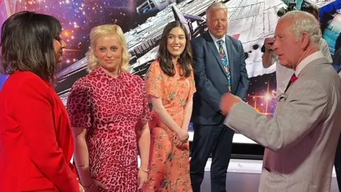 The prince visited studios and chatted with presenters and other staff