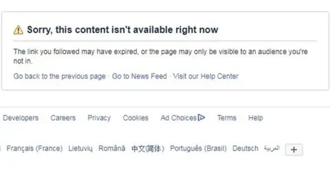 Facebook Sorry this content isn't available right now