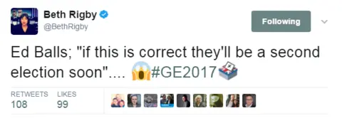 Beth Rigby/Twitter Tweet, speculating a second election