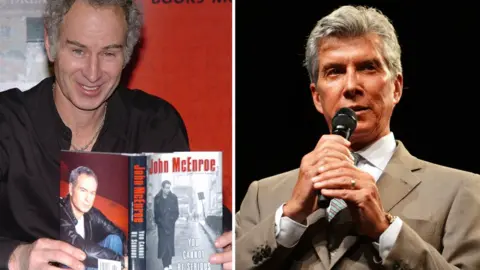 Getty Images Collage photograph of John McEnroe and ring announcer Michael Buffer